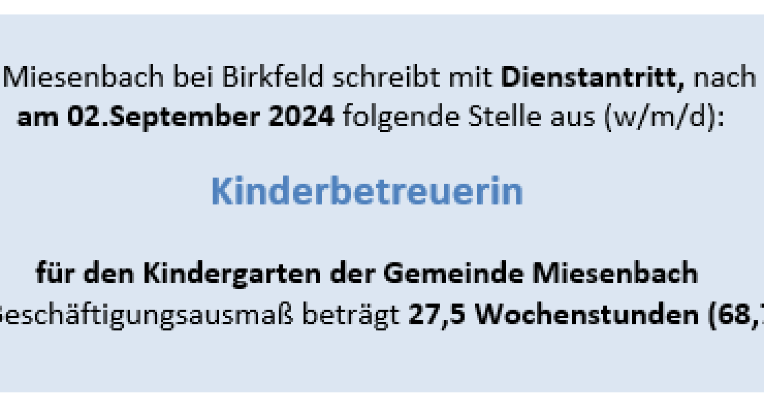 Stellenausschreibung für Kinderbetreuer/in im Kindergarten