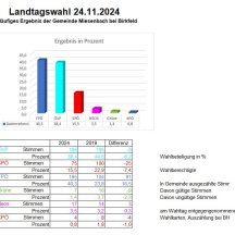 Vorläufiges Wahlergebnis der Landtagswahl 24.11.2024