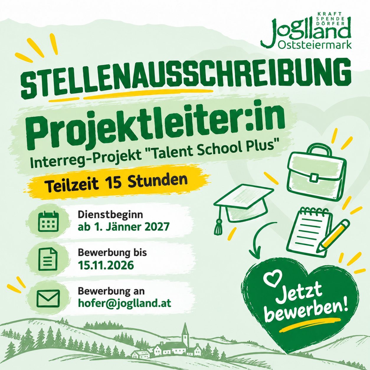 Stellenausschreibung Kraftspendedörfer Joglland